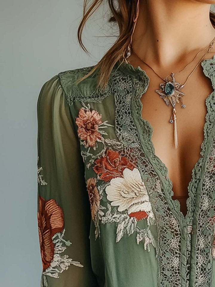 Bohemian™ | Floral Printed Lace Blouse