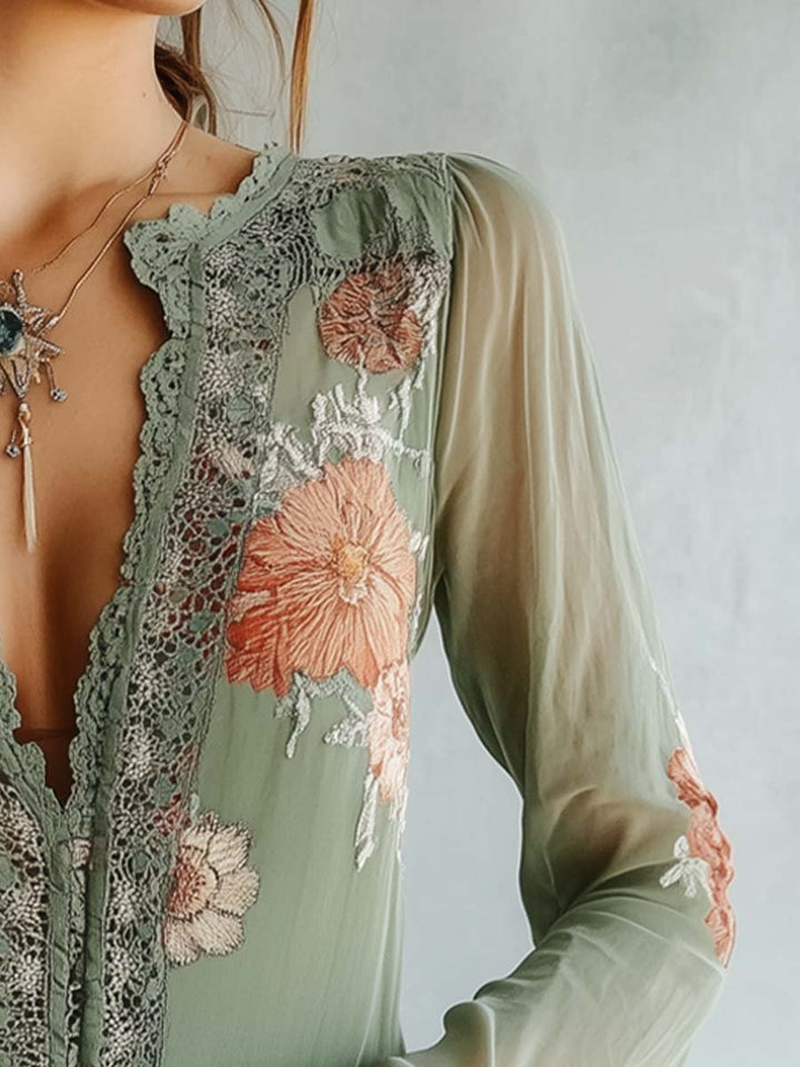Bohemian™ | Floral Printed Lace Blouse
