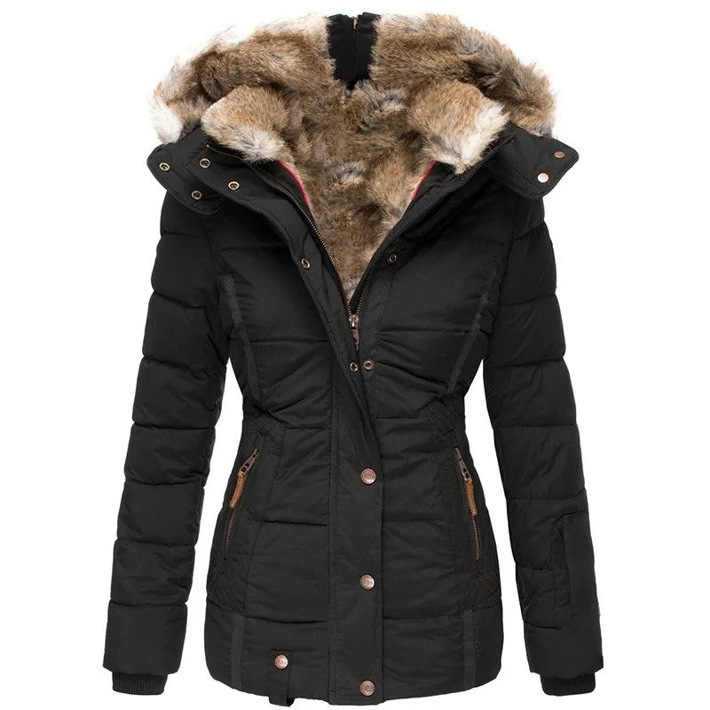 Warme Winterjas met Bontvoering voor Dames