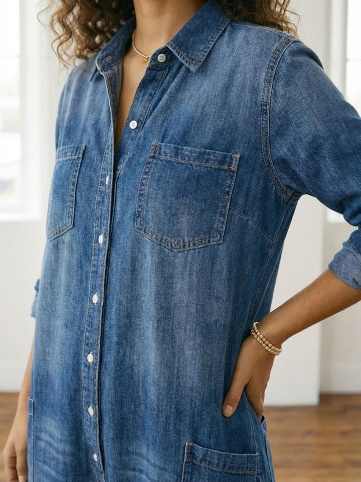 Diana | Vintage Cotton Washed Denim Overall with Button Closure