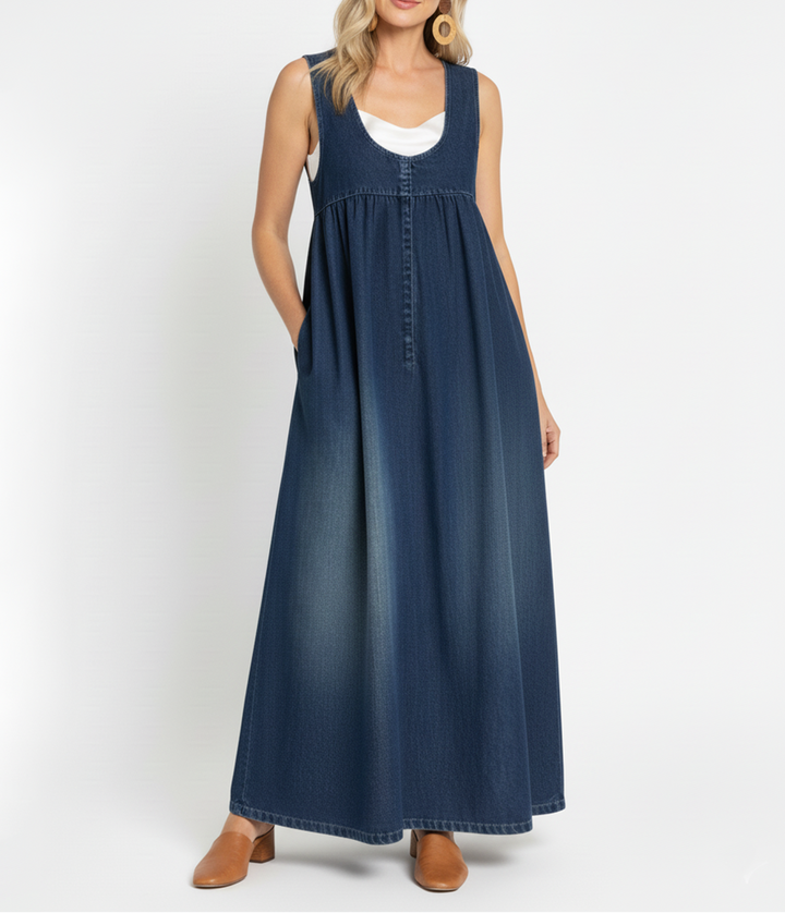 Karen | Soft Washed Vintage Denim Maxi Dress