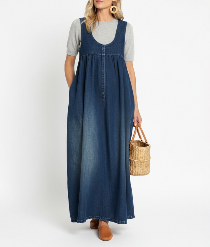 Karen | Soft Washed Vintage Denim Maxi Dress