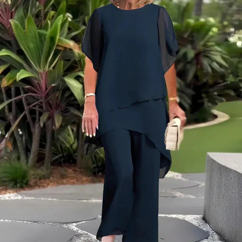Kayla™ | Suit with Draped Palazzo Pants