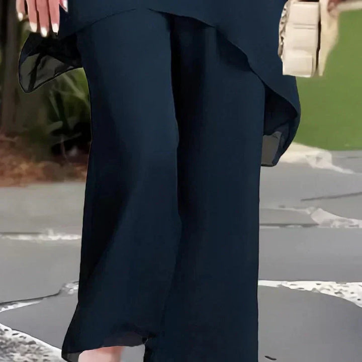 Kayla™ | Suit with Draped Palazzo Pants