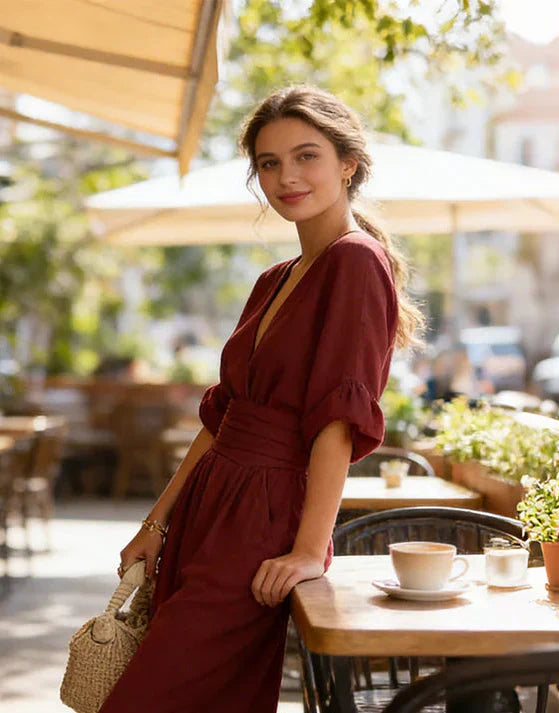 Daniela™ | Elegant Jumpsuit with a V-Neck & Wide Legs