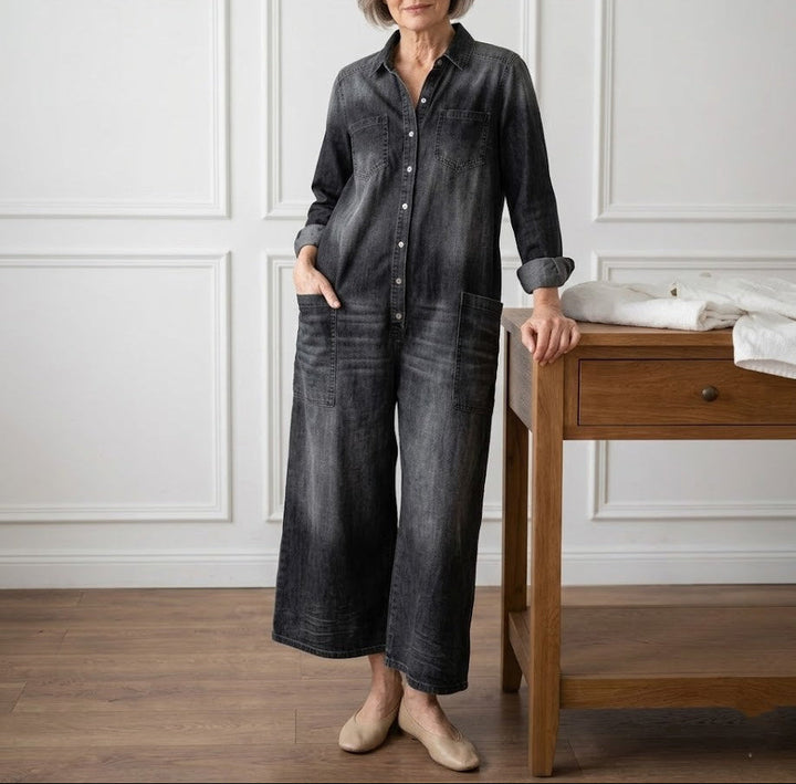 Diana | Vintage Cotton Washed Denim Overall with Button Closure