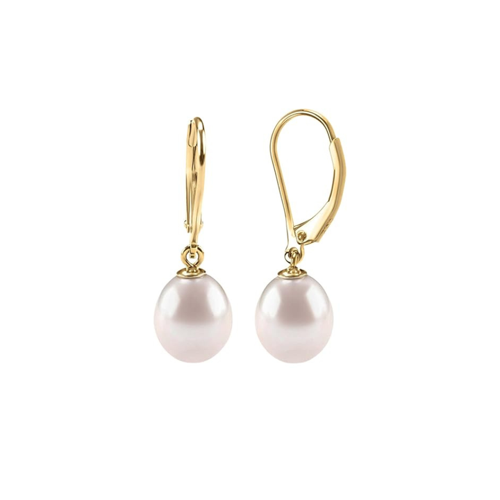 Hanging earrings with pearl | Gold